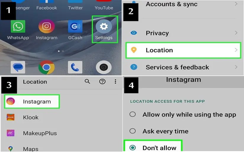خاموش کردن لوکیشن اینستاگرام در اندروید