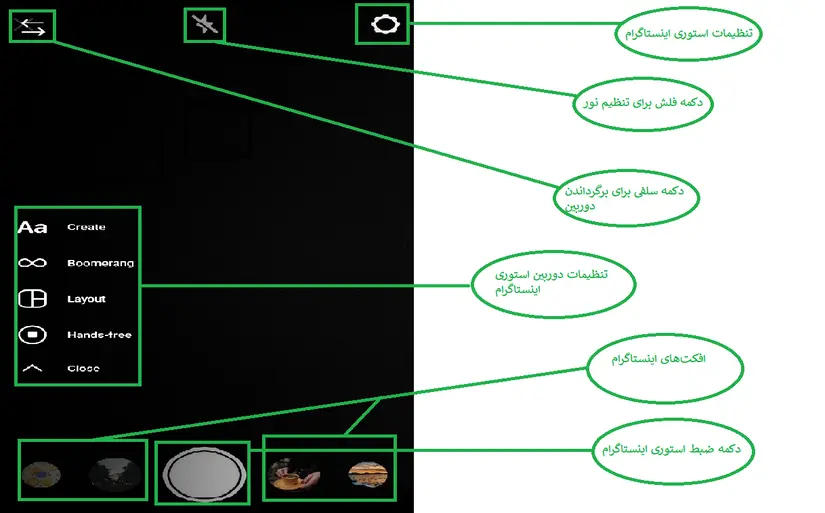 تنظیمات دوربین در استوری اینستاگرام