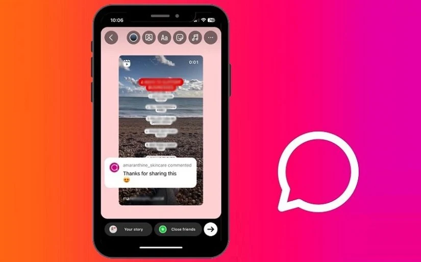 آموزش اشتراک‌گذاری کامنت در استوری اینستاگرام