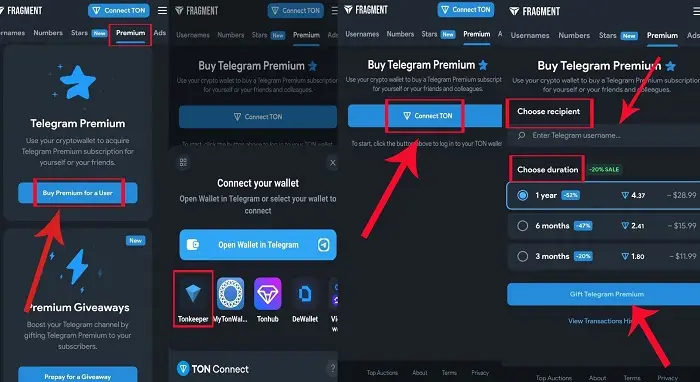 خرید تلگرام پریمیوم از طریق Fragment