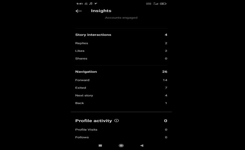  اینسایت Profile activity قسمت