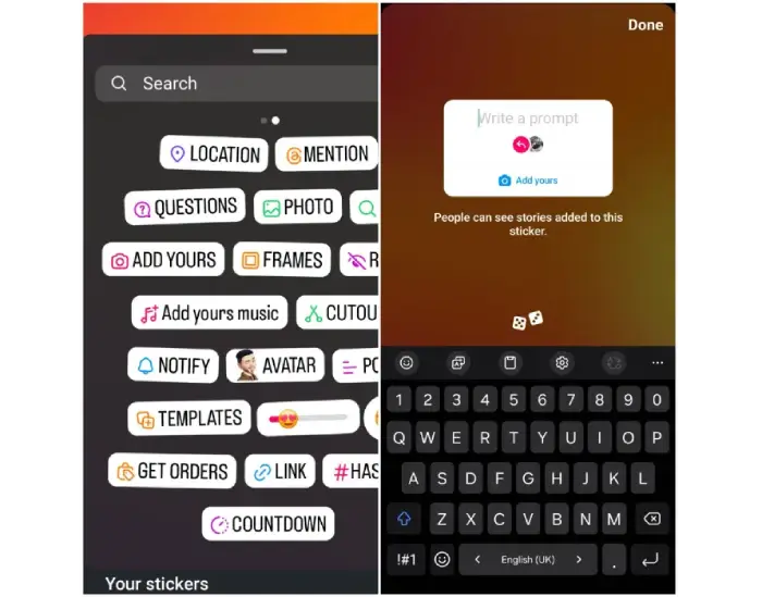 استفاده قابلیت Add Yours برای ترفند استوری اینستاگرام