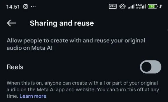 غیرفعال کردن دانلود صدای ریلز