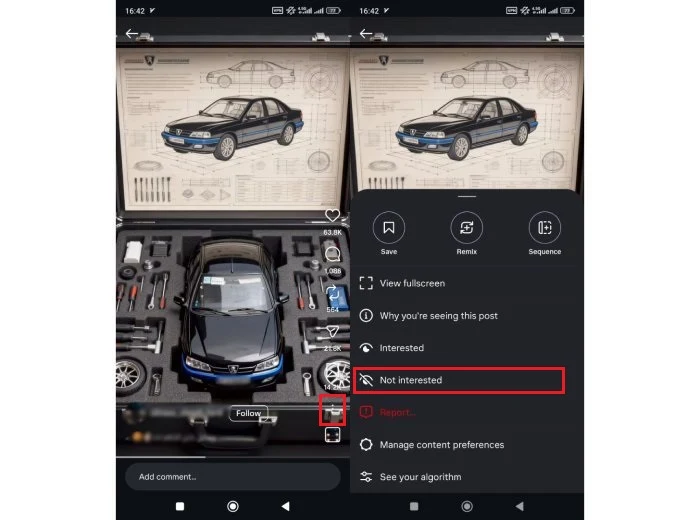 روی محتوای نامرتبط Not interested