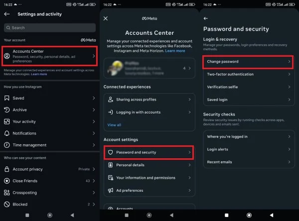 ریست پسورد اینستاگرام