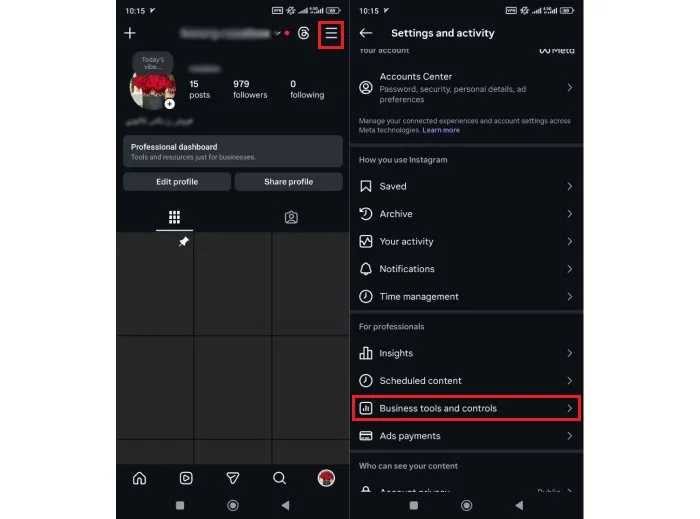 خارج شدن از حالت بیزینس در اینستاگرام